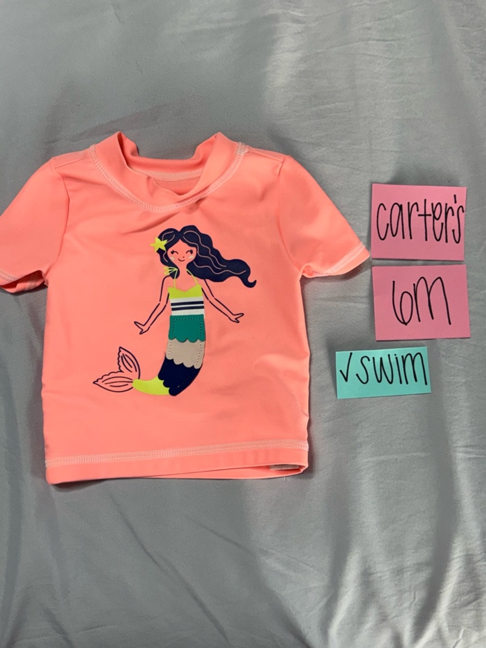 NWOT Carter's Peach Pink Mermaid Rash Guard - Infant Swim, 6M